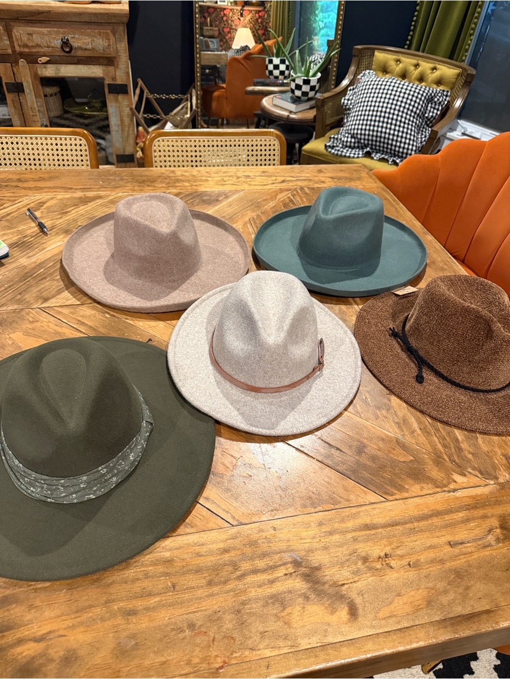 Target Women's Felt Fedora Pack in Olive, Teal, Taupe, Cream, Brown